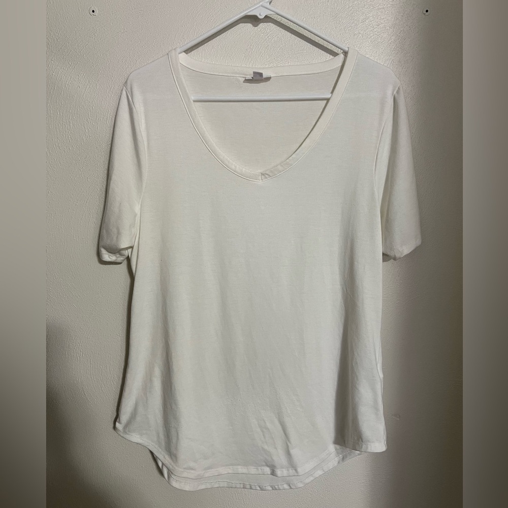 LULAROE Classic T Basic White Scoop Hem Short Sleeve Women's Size M
